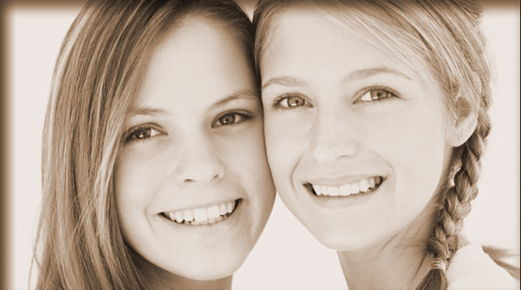 teenage girls smiling